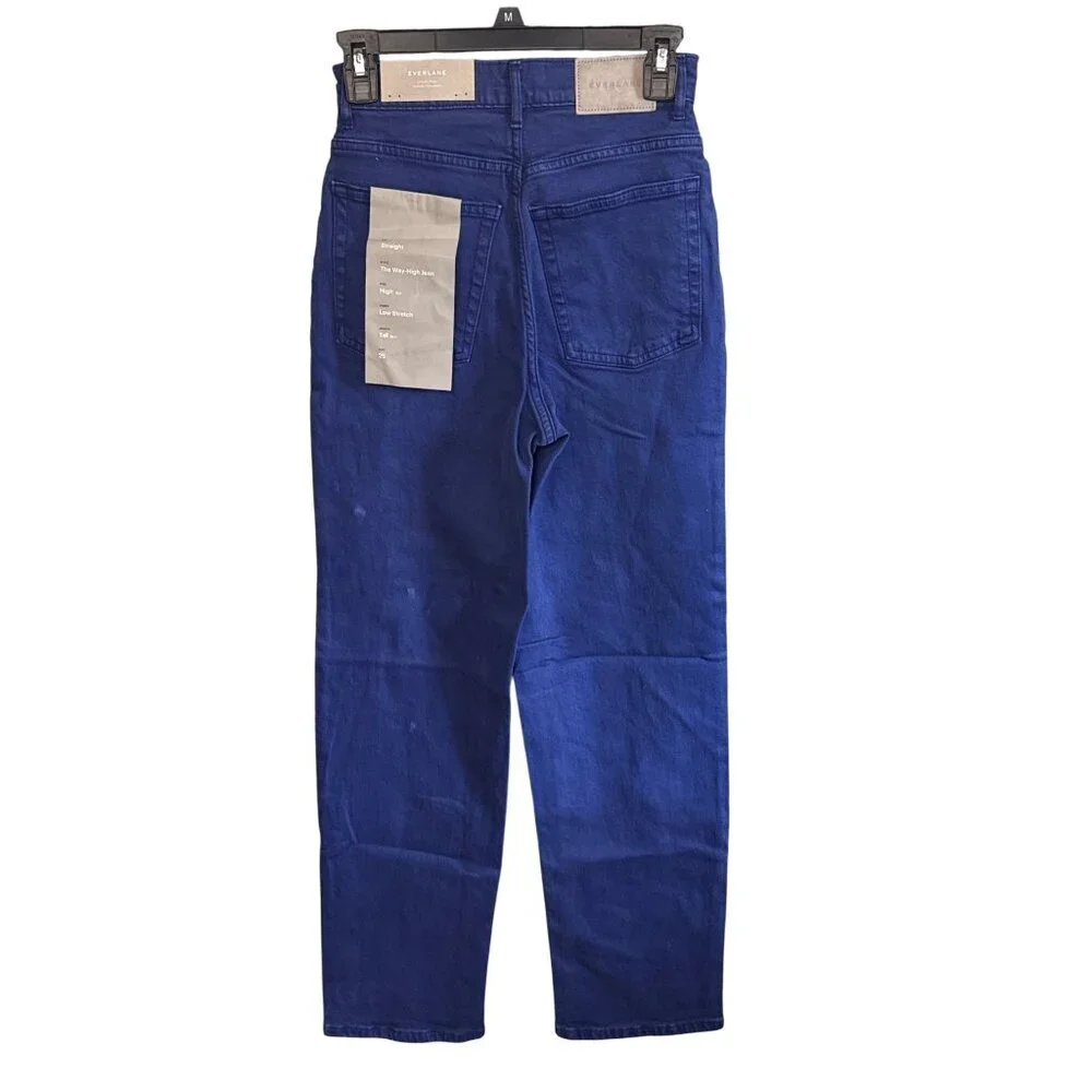 Everlane Way-High Jeans~Size 25 TALL~Blue Straight Leg High Rise Denim NWT L1 44